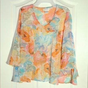 FINAL MARKDOWN Women's Raiment Fashions Sheer Sequined Top medium